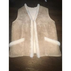 HOMESTEAD Christchurch real Sheepskin shearling Brown Suede Vest Zip Up large
